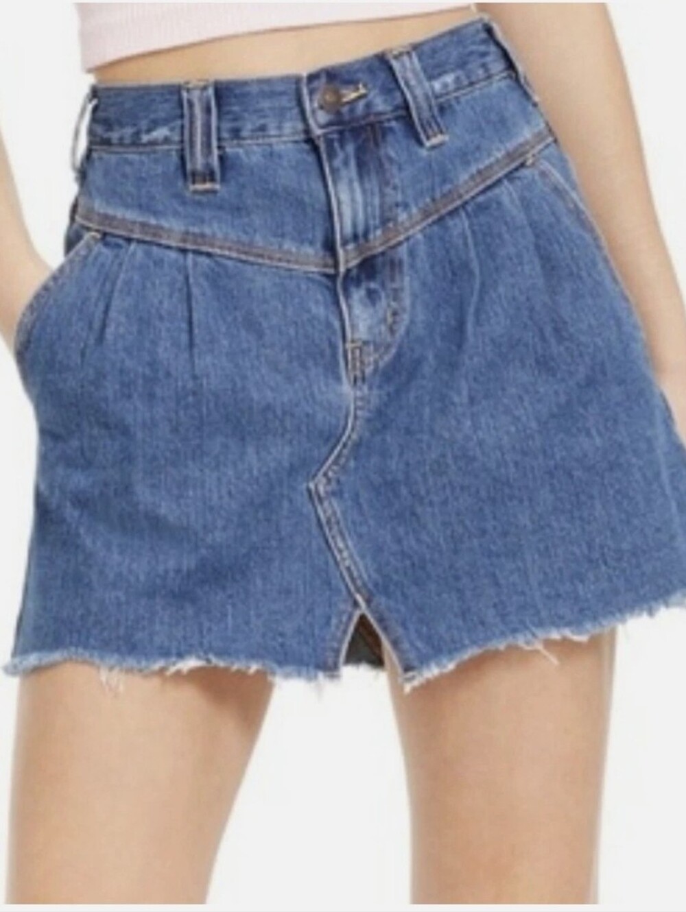 FREE PEOPLE JEAN SKIRT WE THE FREE FP DENIM SKIRT WOMENS Size 24 100% Cotton